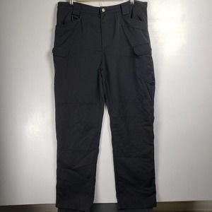 86 Cargo Pants Mens Size XL Black Elastic Waist rip stop Goth Techwear Casual